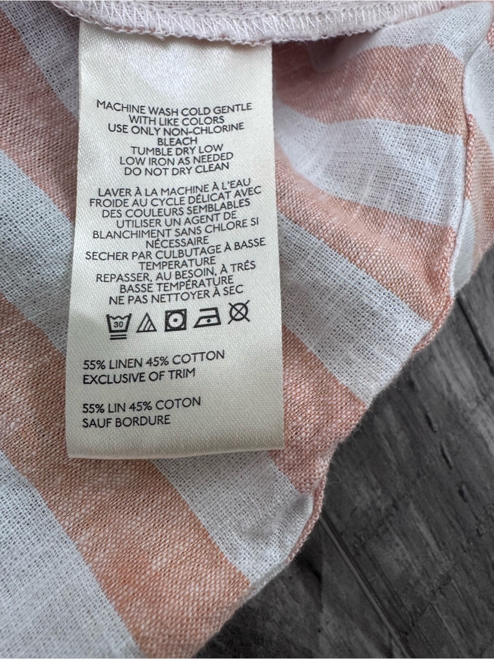 Anthropologie Linen Dolman Striped Lace-Up Peasant Blouse Light Blush & Cream - Picture 5 of 7
